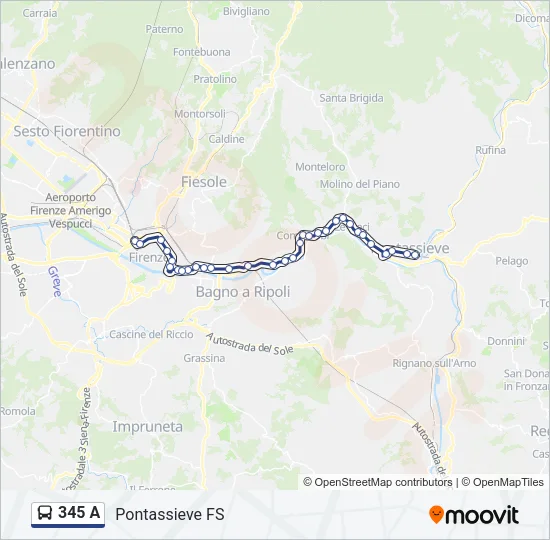 345 A Bus Line Map