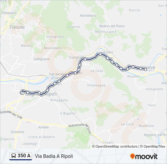 Percorso linea bus 350 A