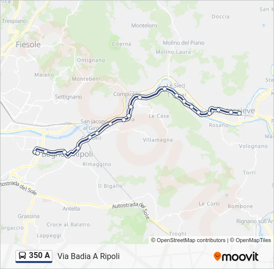 350 A Bus Line Map