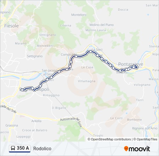 350 A Bus Line Map