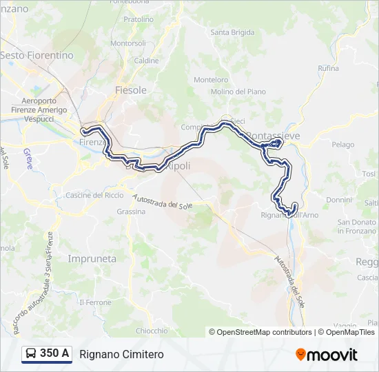 Percorso linea bus 350 A