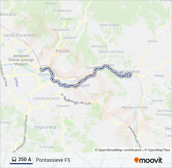 Percorso linea bus 350 A