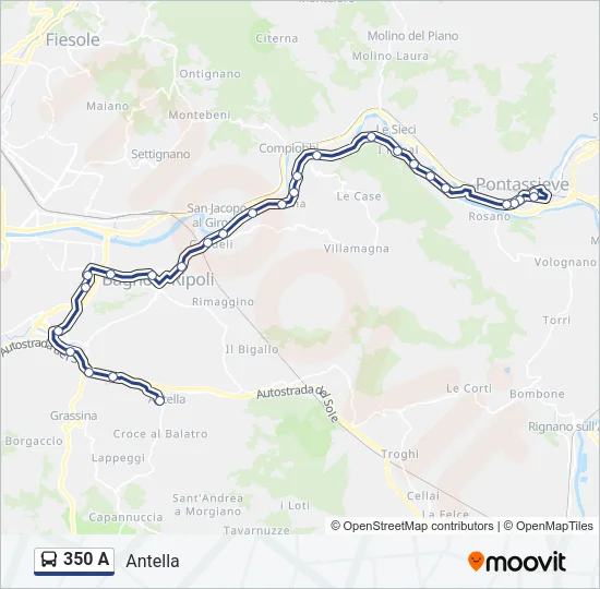 350 A Bus Line Map