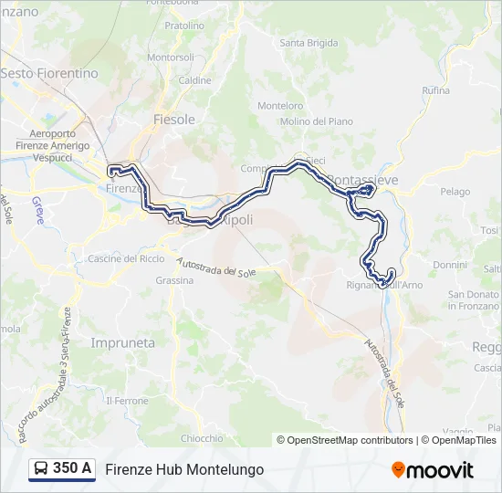 Percorso linea bus 350 A
