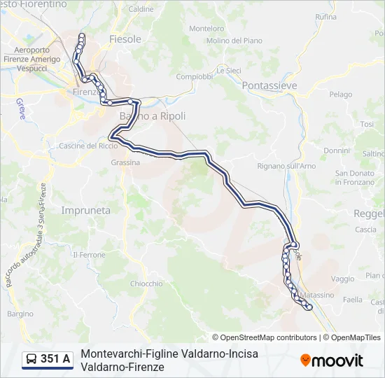 351 A Bus Line Map