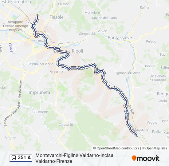 351 A Bus Line Map