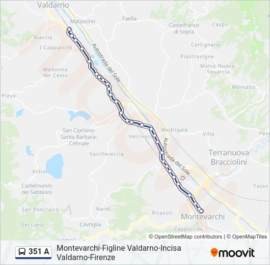 351 A Bus Line Map