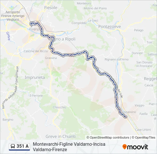 351 A Bus Line Map
