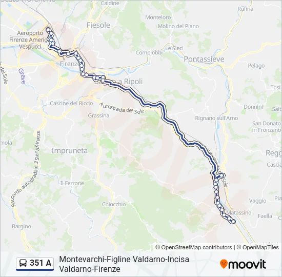 351 A Bus Line Map