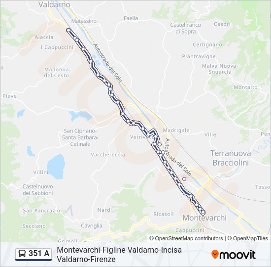 351 A Bus Line Map