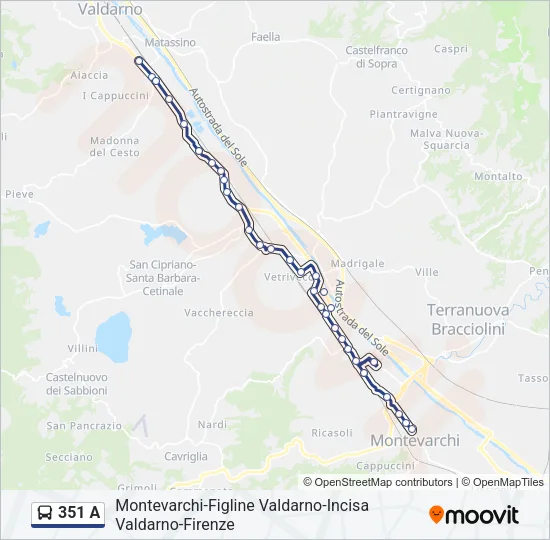 351 A Bus Line Map