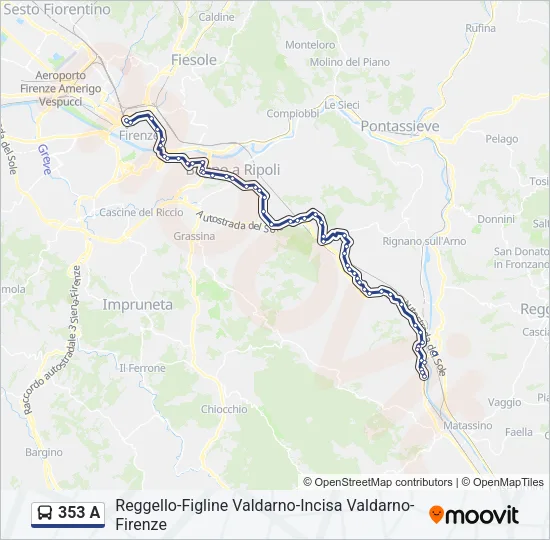 353 A Bus Line Map