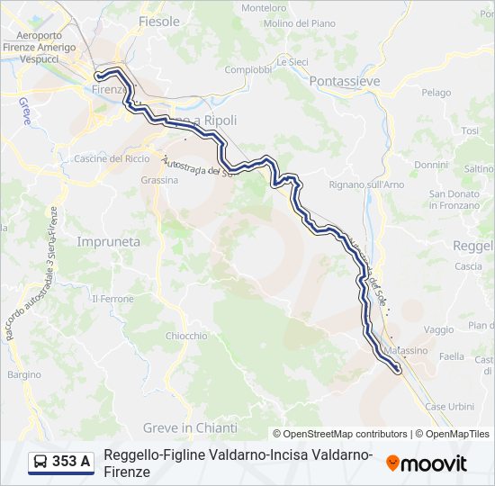 Percorso linea bus 353 A