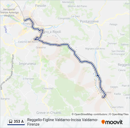 353 A Bus Line Map