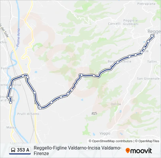 353 A Bus Line Map