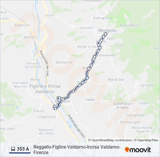 Percorso linea bus 353 A