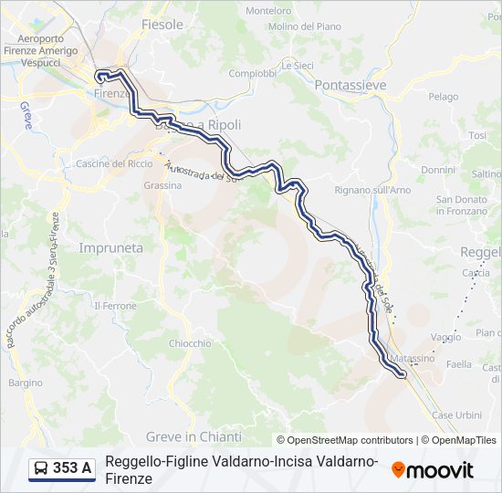 353 A Bus Line Map