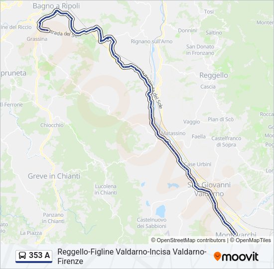 353 A Bus Line Map