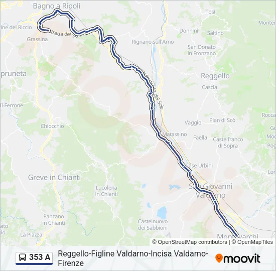 353 A Bus Line Map