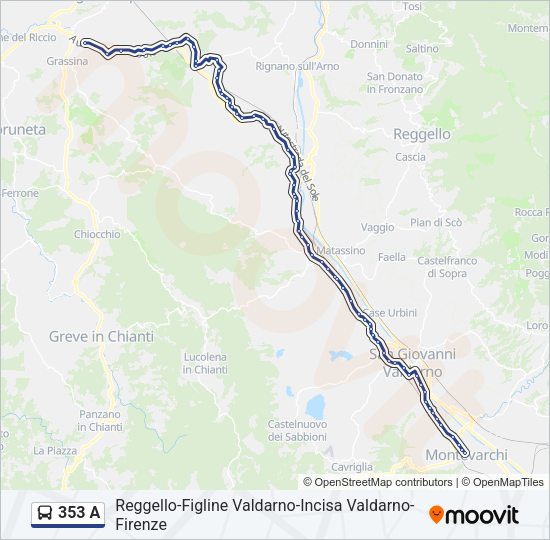 353 A Bus Line Map