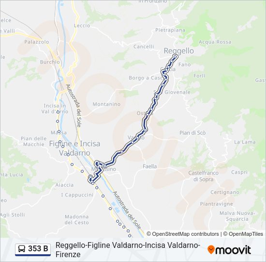 Percorso linea bus 353 B