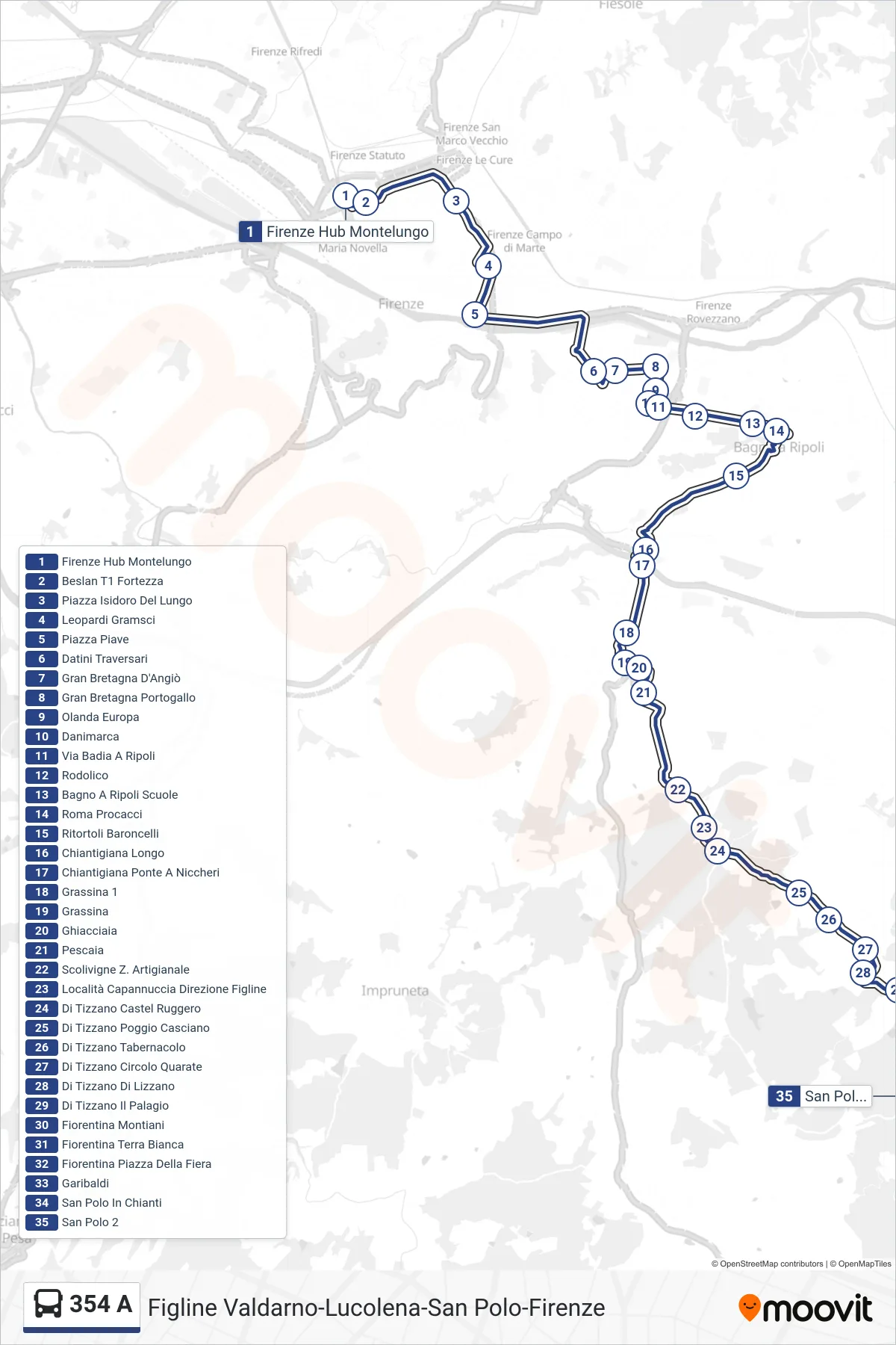 Linea 354 A  bus (San Polo 2) - Percorsi e fermate sulla mappa