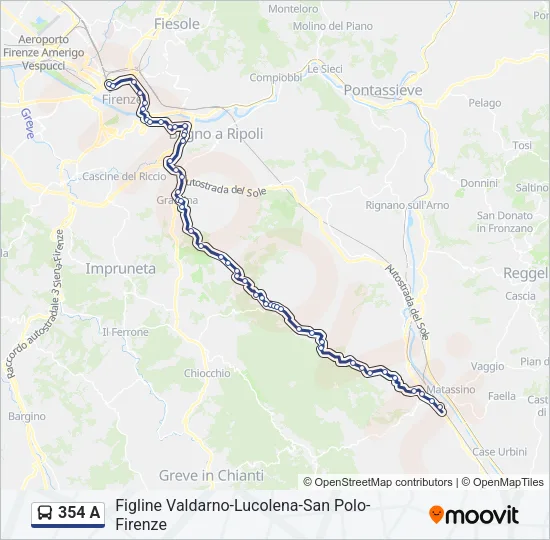 354 A Bus Line Map