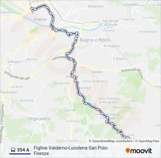 354 A Bus Line Map