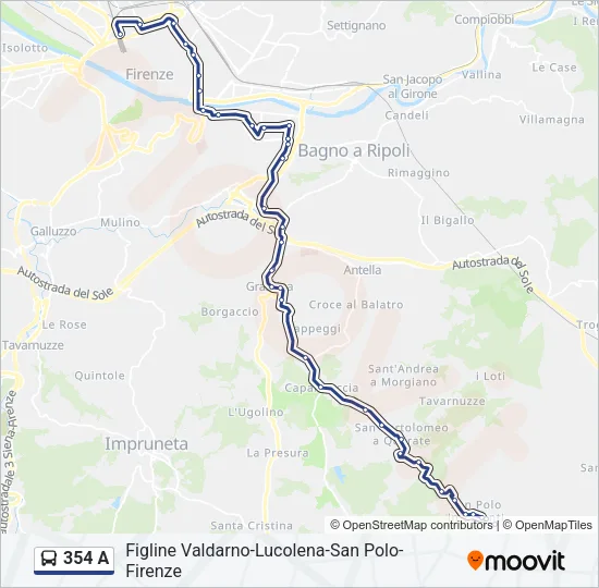 Percorso linea bus 354 A