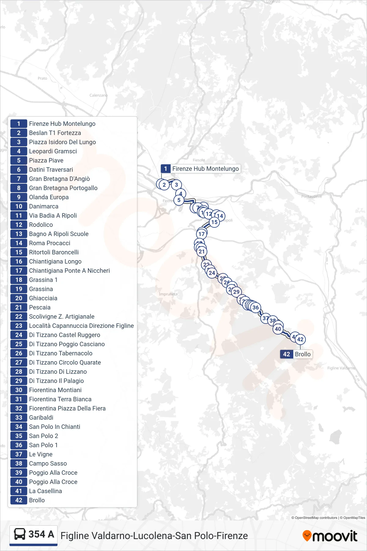 Linea 354 A  bus (Brollo) - Percorsi e fermate sulla mappa