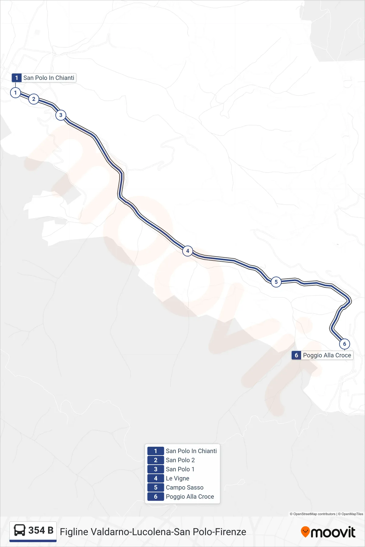 Linea 354 B  bus (Poggio Alla Croce) - Percorsi e fermate sulla mappa