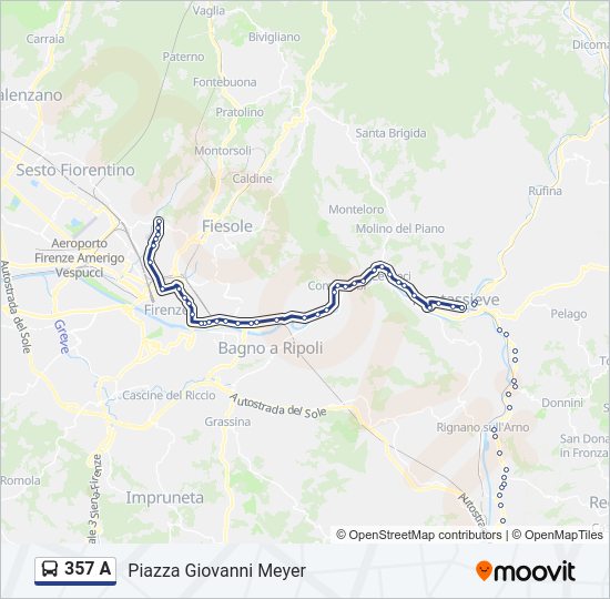 357 A bus Line Map