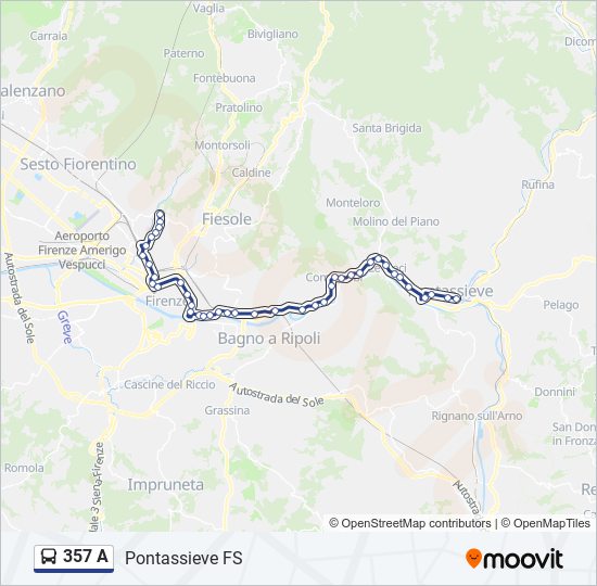 357 A bus Line Map