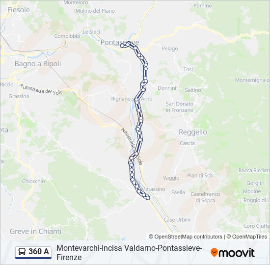 Linea 360 a orari fermate e mappe 360 A Figline Valdarno FS