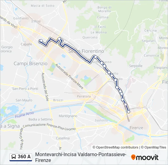 360 A Bus Line Map