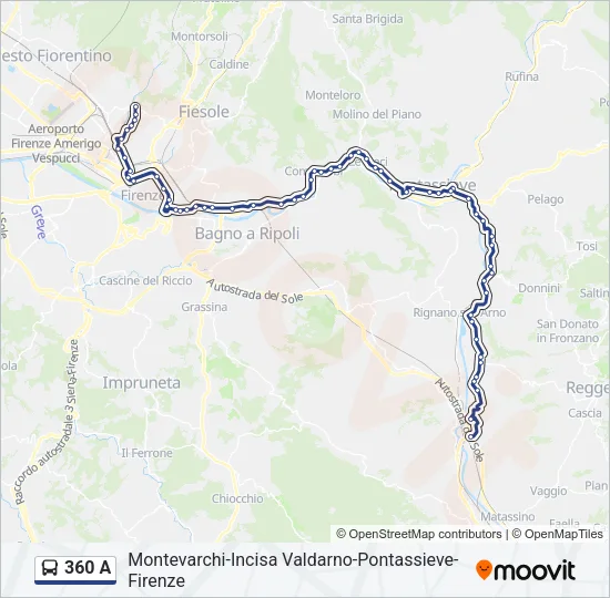 Percorso linea bus 360 A