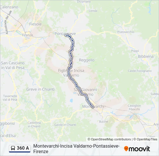 360 A Bus Line Map
