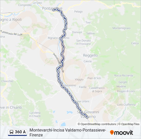 360 A Bus Line Map