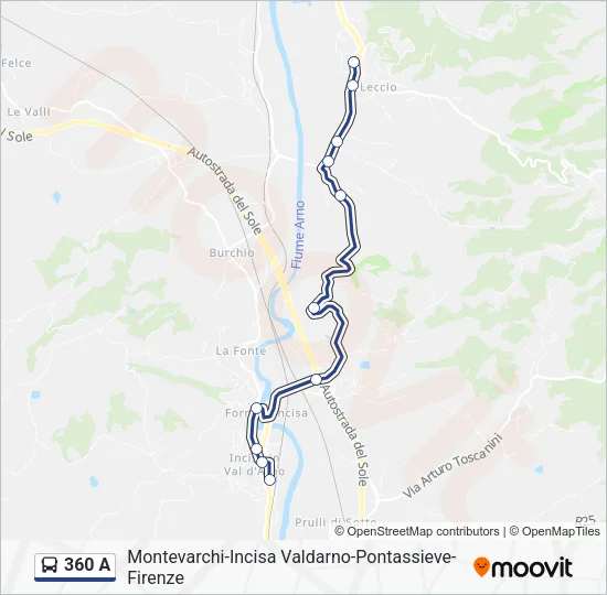 360 A Bus Line Map
