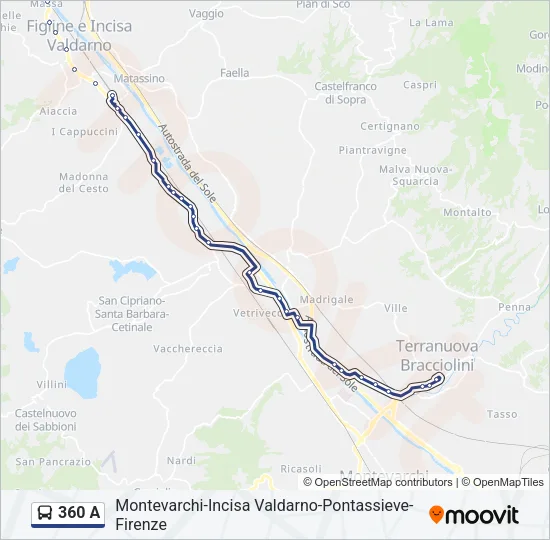 Percorso linea bus 360 A