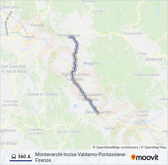 360 A Bus Line Map