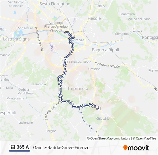 365 A Bus Line Map
