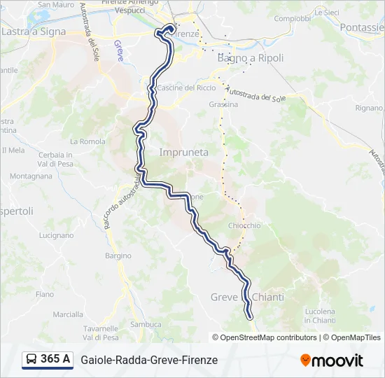 365 A Bus Line Map