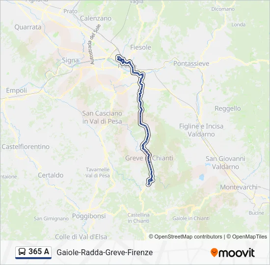 365 A Bus Line Map