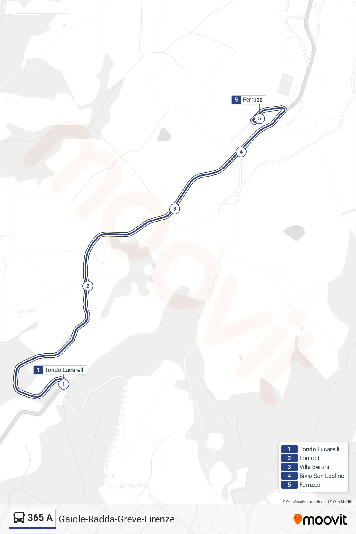 Linea 365 A bus (Ferruzzi) - Percorsi e fermate sulla mappa
