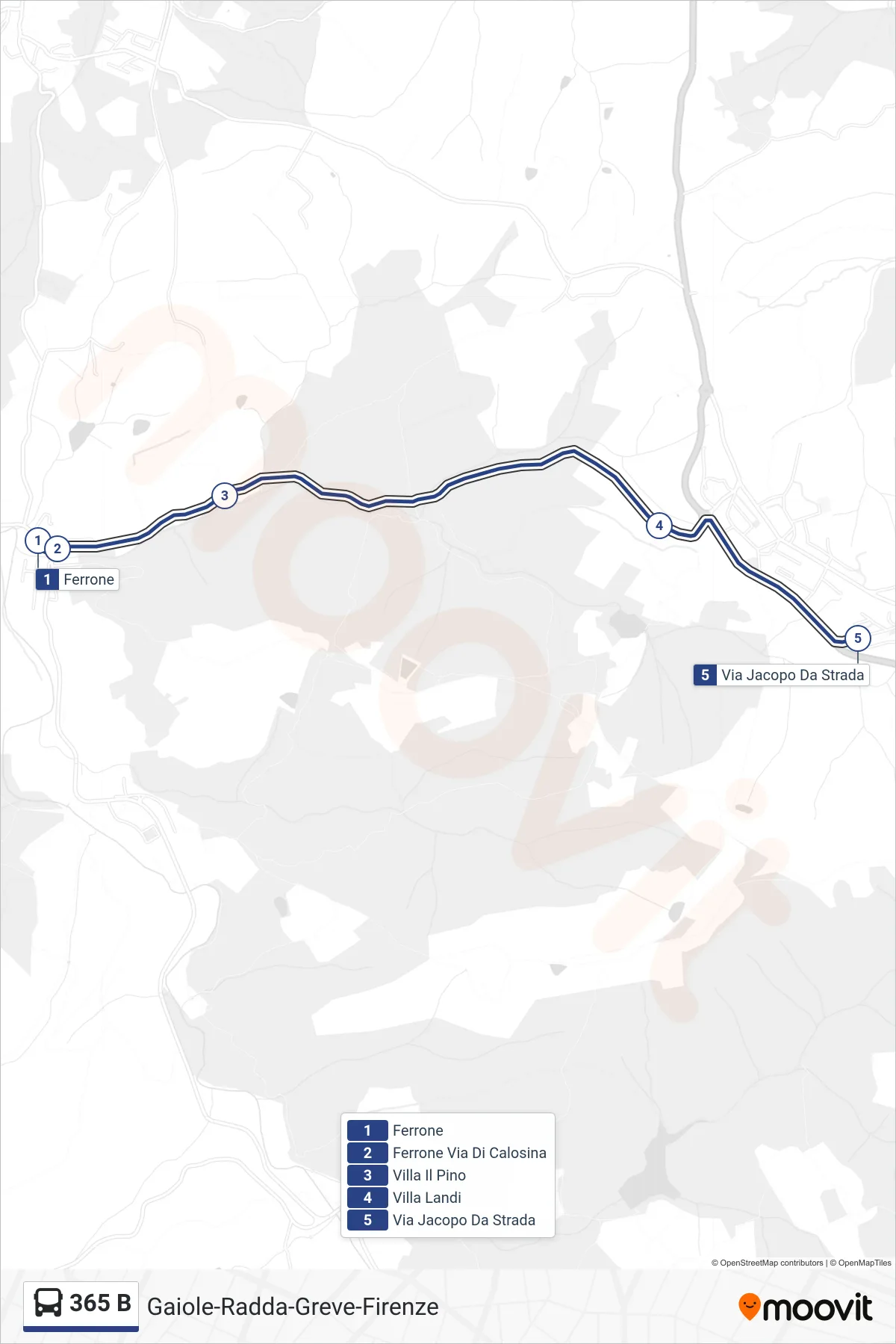 Linea 365 B bus (Via Jacopo Da Strada) - Percorsi e fermate sulla mappa
