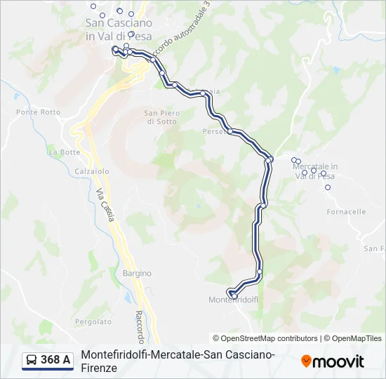 368 A Bus Line Map