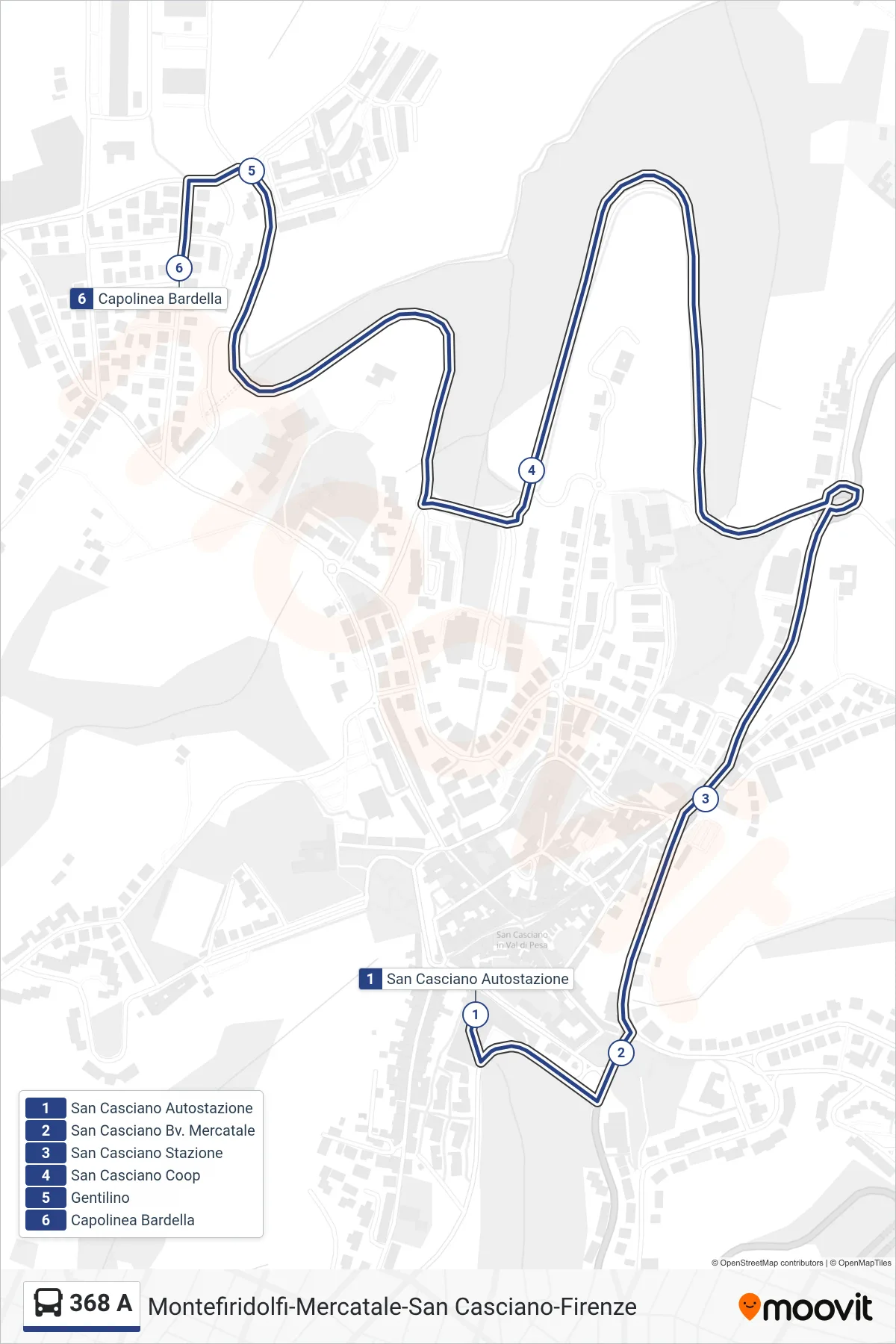 Linea 368 A bus (Capolinea Bardella) - Percorsi e fermate sulla mappa