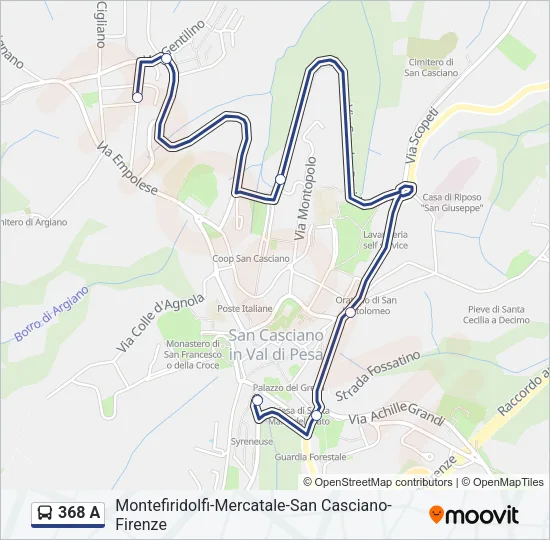368 A Bus Line Map