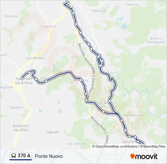 370 A Bus Line Map